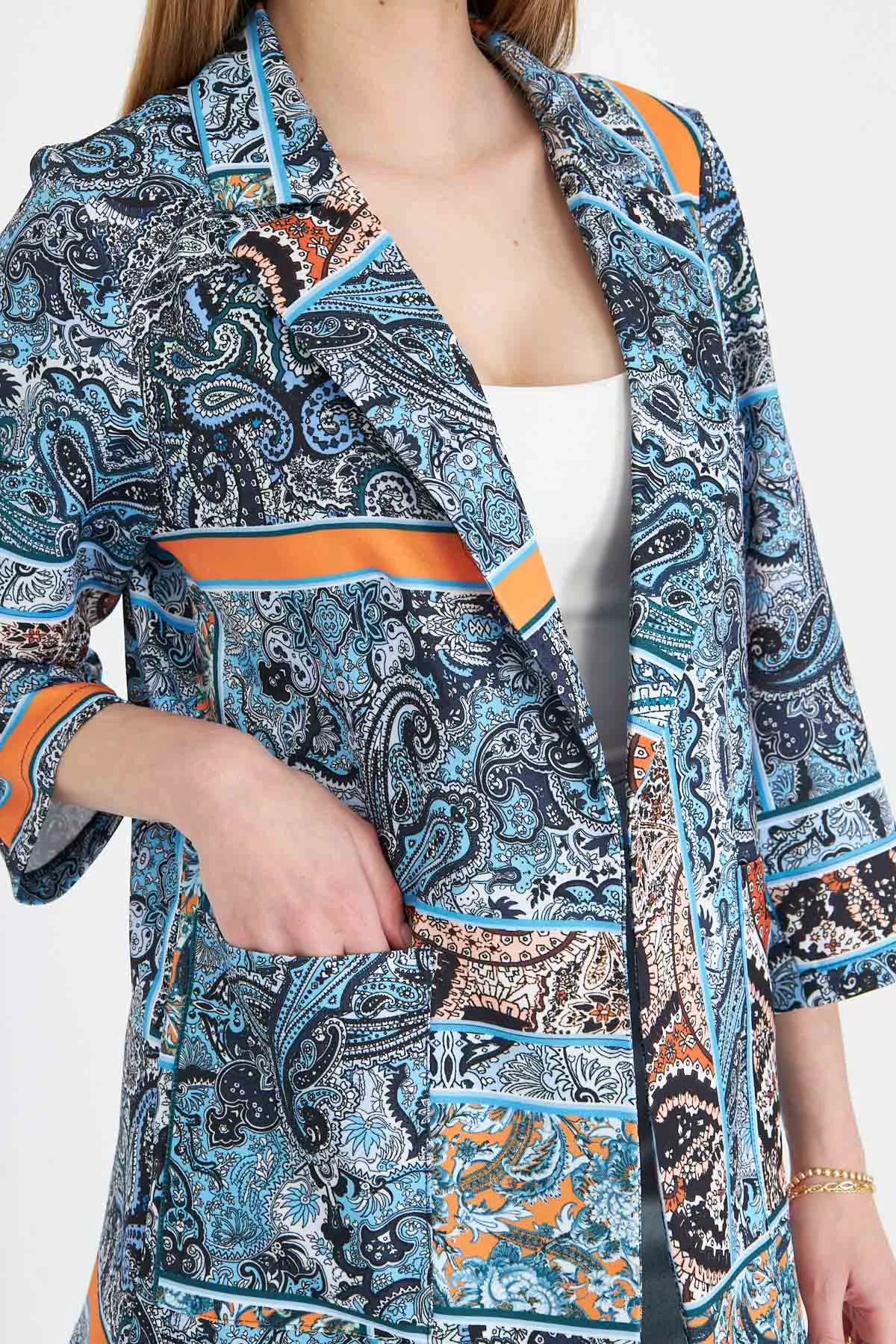 ARM-25Y001057 Açık Mavi Cepli Oversize Ceket