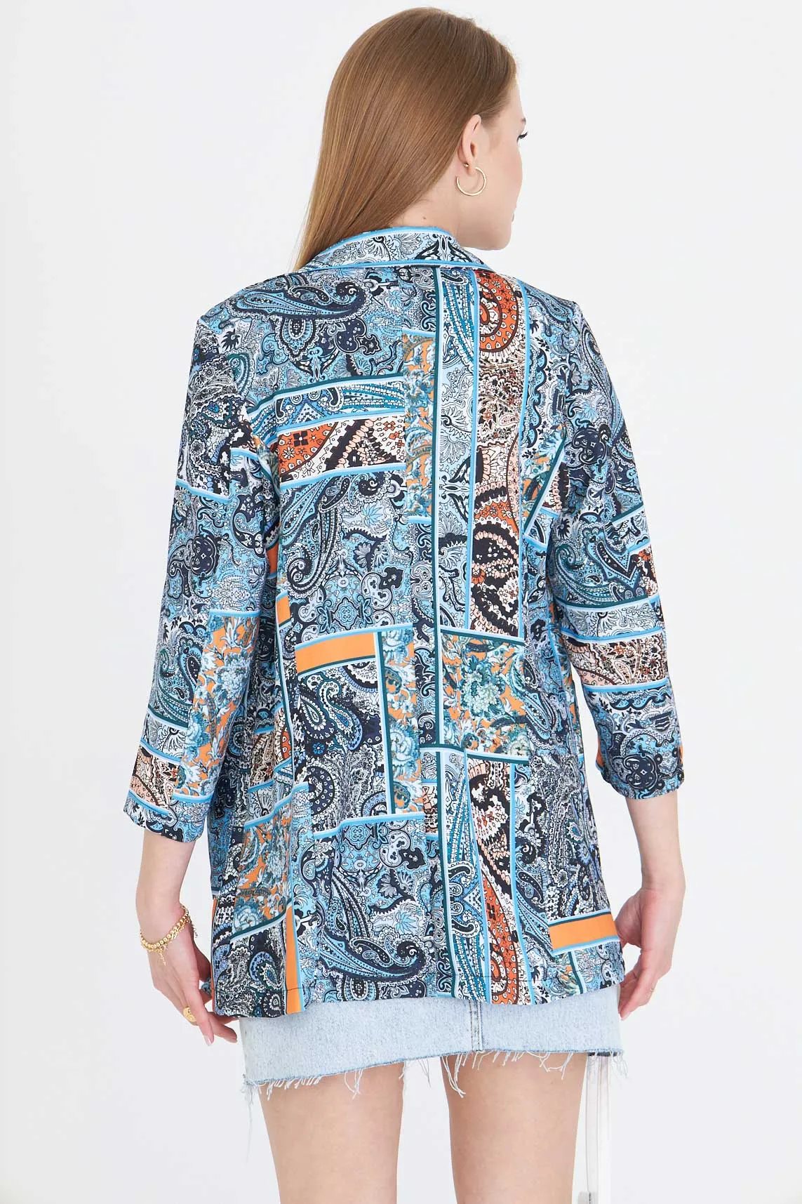 ARM-25Y001057 Açık Mavi Cepli Oversize Ceket