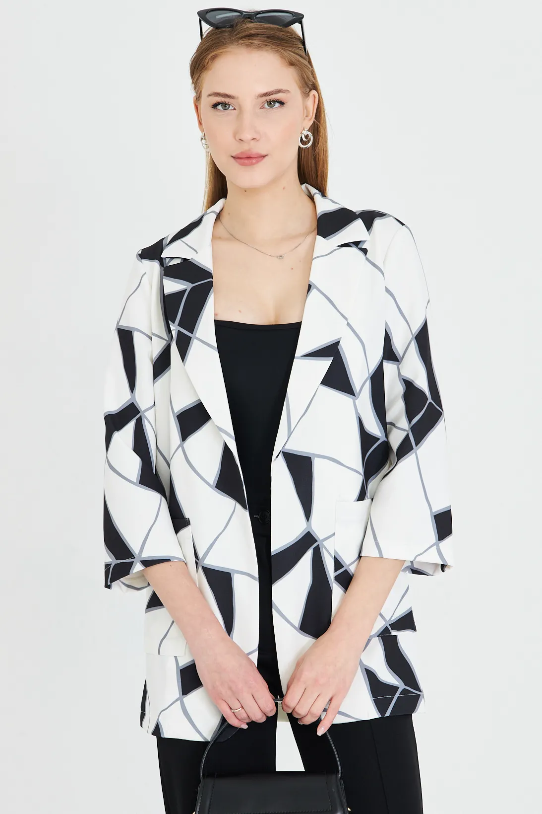 ARM-25Y001057 Beyaz Cepli Oversize Ceket