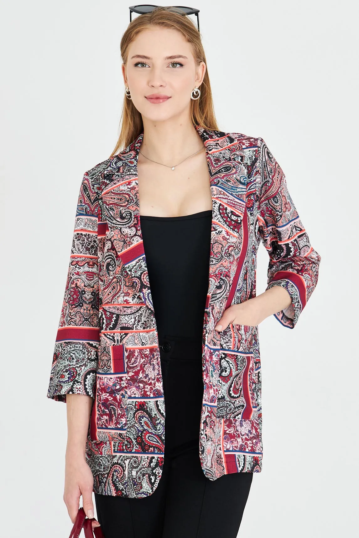 ARM-25Y001057 Bordo Cepli Oversize Ceket