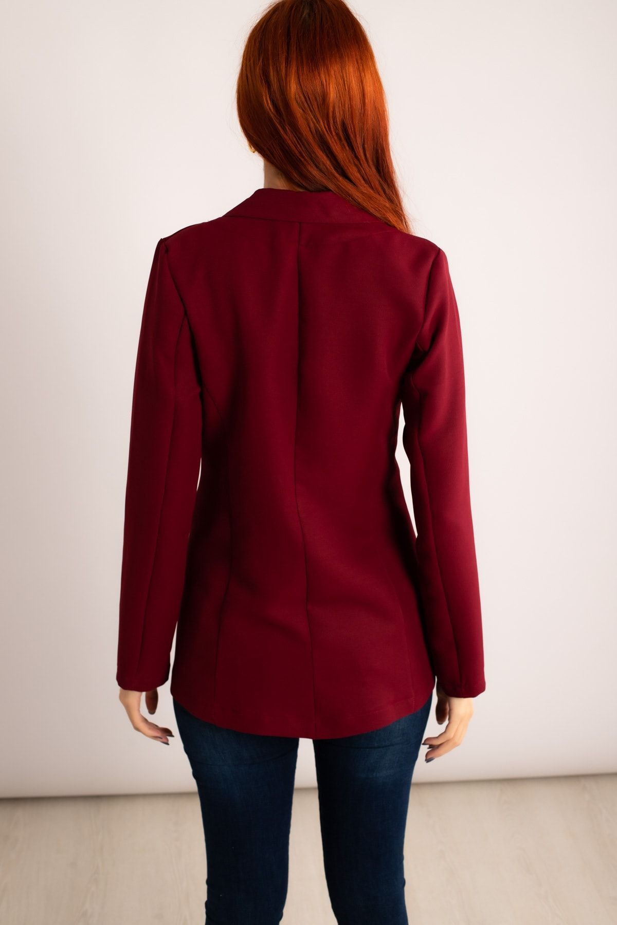 ARM-23Y001047 Bordo Tek Düğmeli Ceket