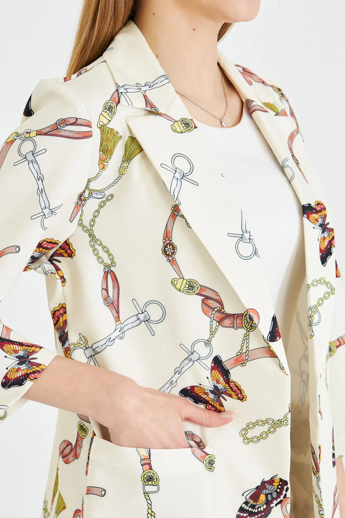 ARM-25Y001057 Ekru Cepli Oversize Ceket