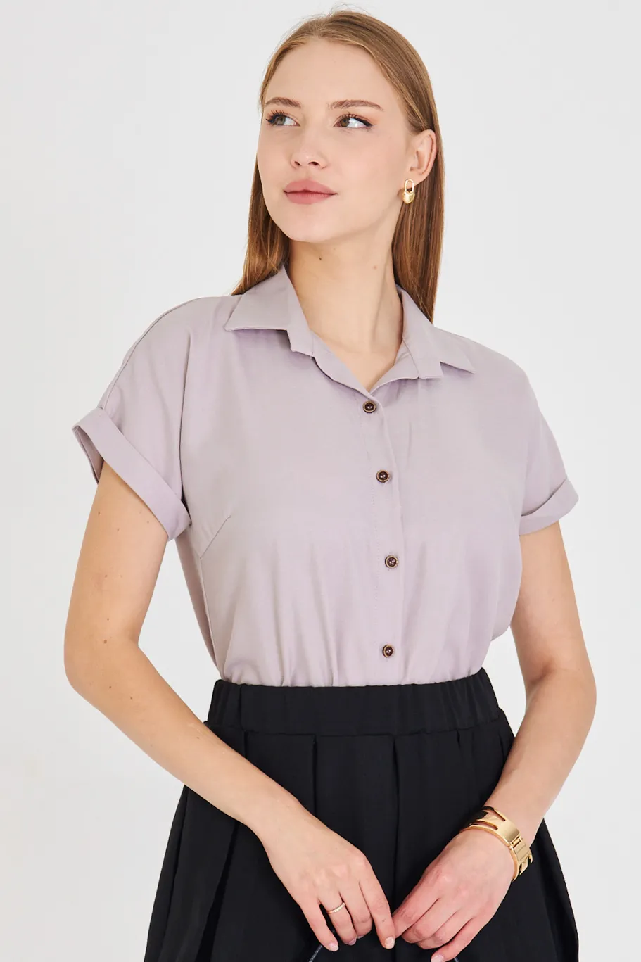 ARM-19Y001065 Gri Kısa Kol Gömlek