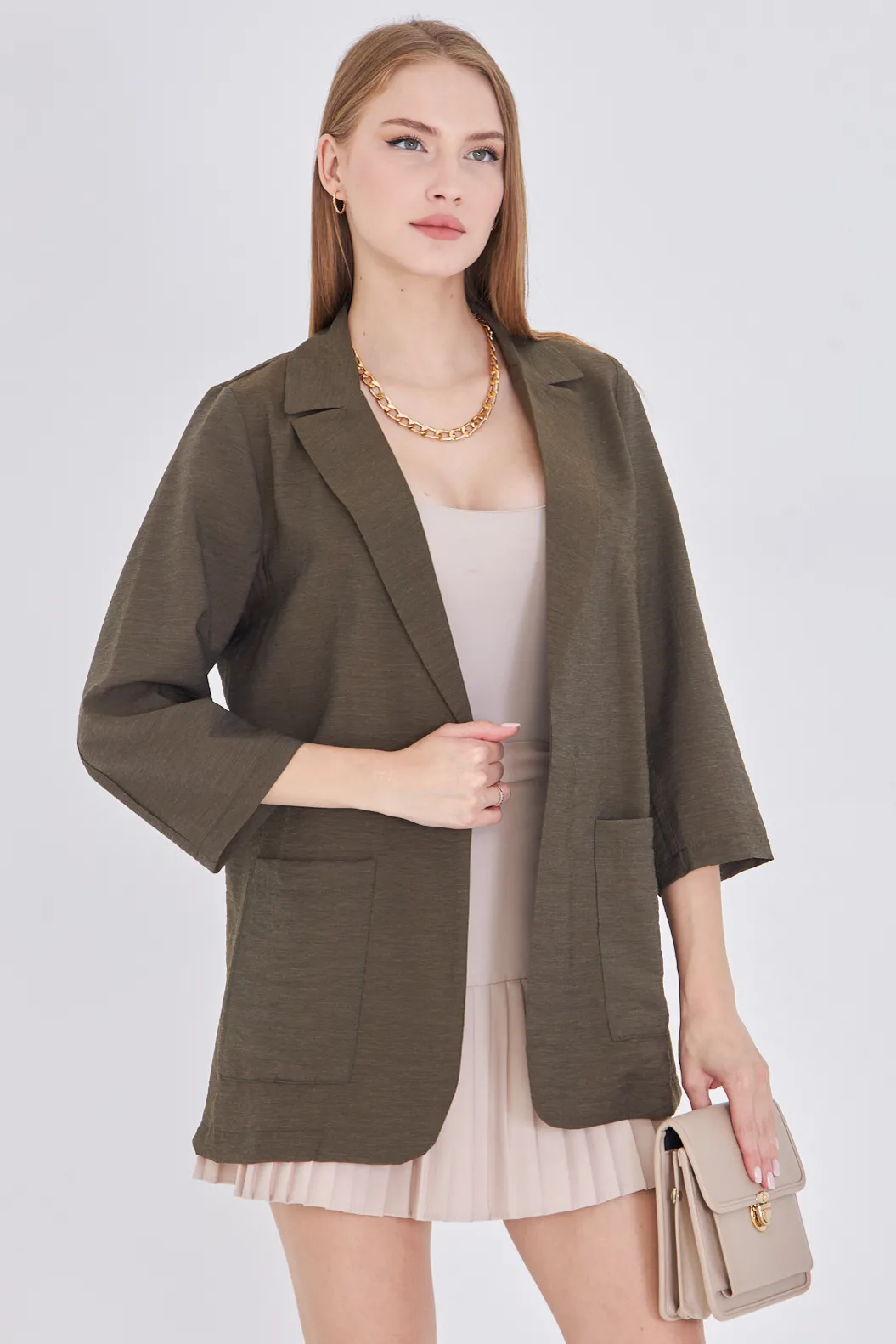 ARM-25Y001064 Haki Cepli Oversize Ceket