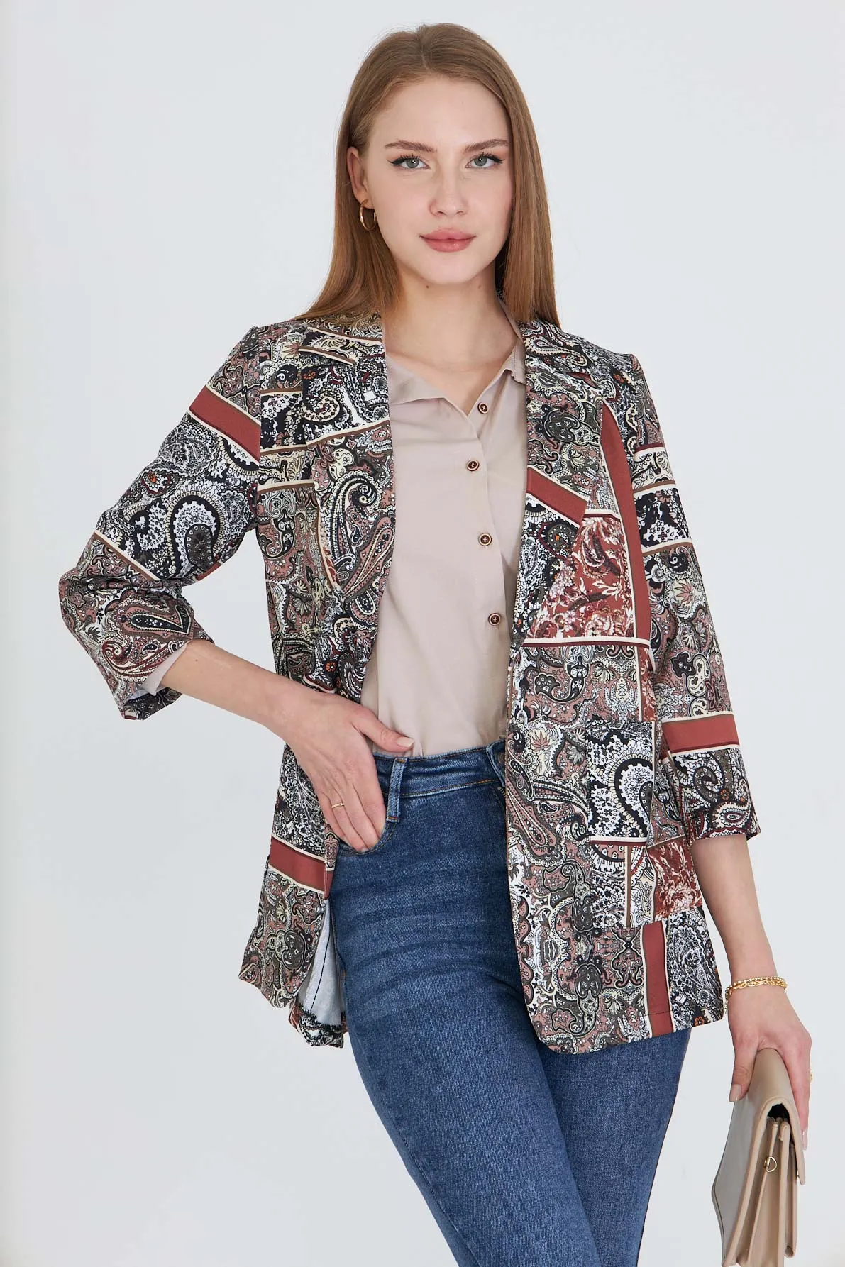 ARM-25Y001057 Kahve Cepli Oversize Ceket