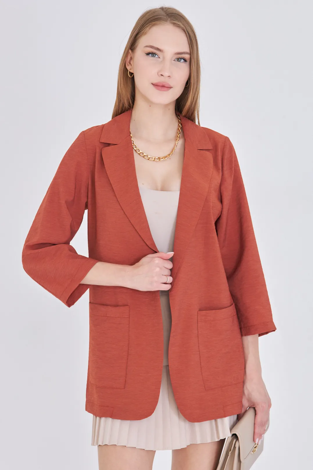 ARM-25Y001064 Kiremit Cepli Oversize Ceket