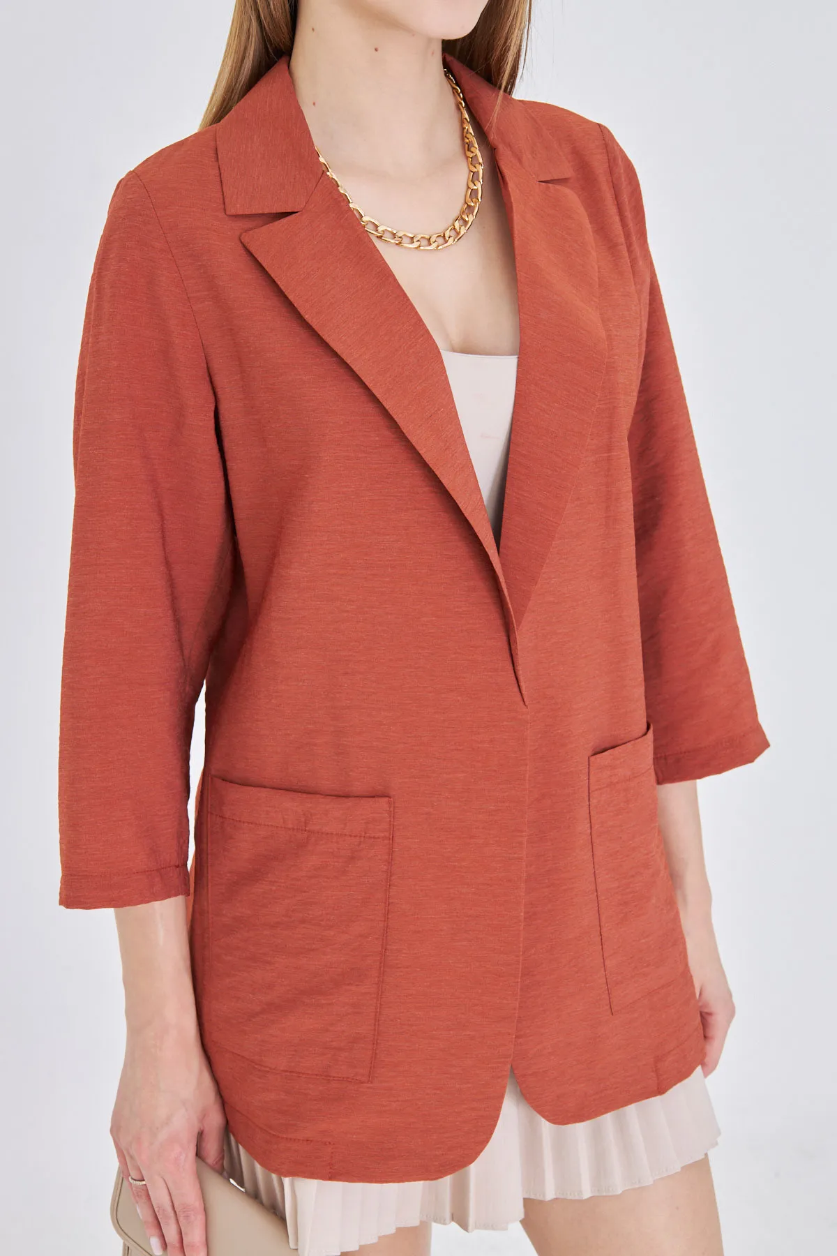 ARM-25Y001064 Kiremit Cepli Oversize Ceket