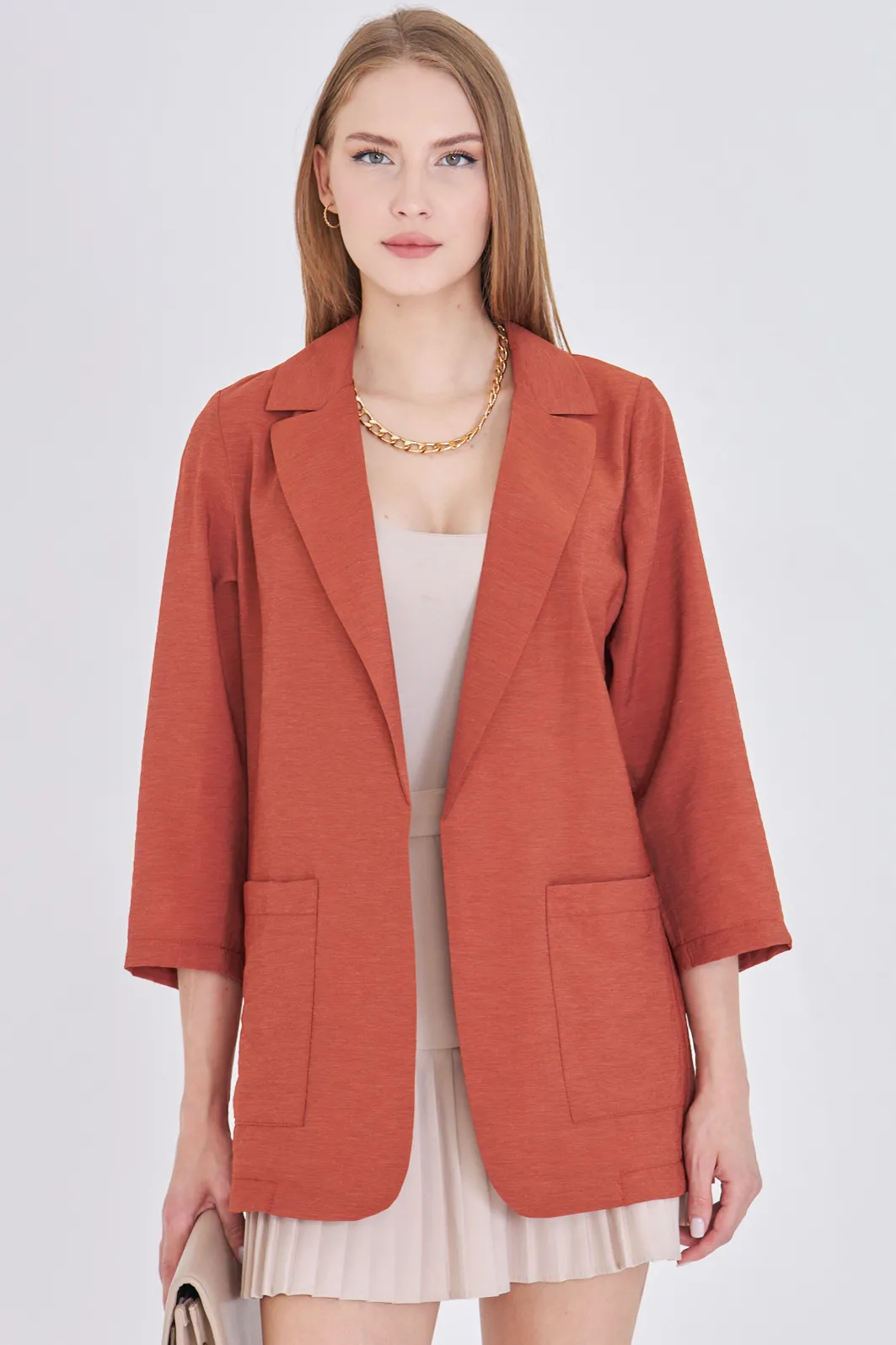 ARM-25Y001064 Kiremit Cepli Oversize Ceket