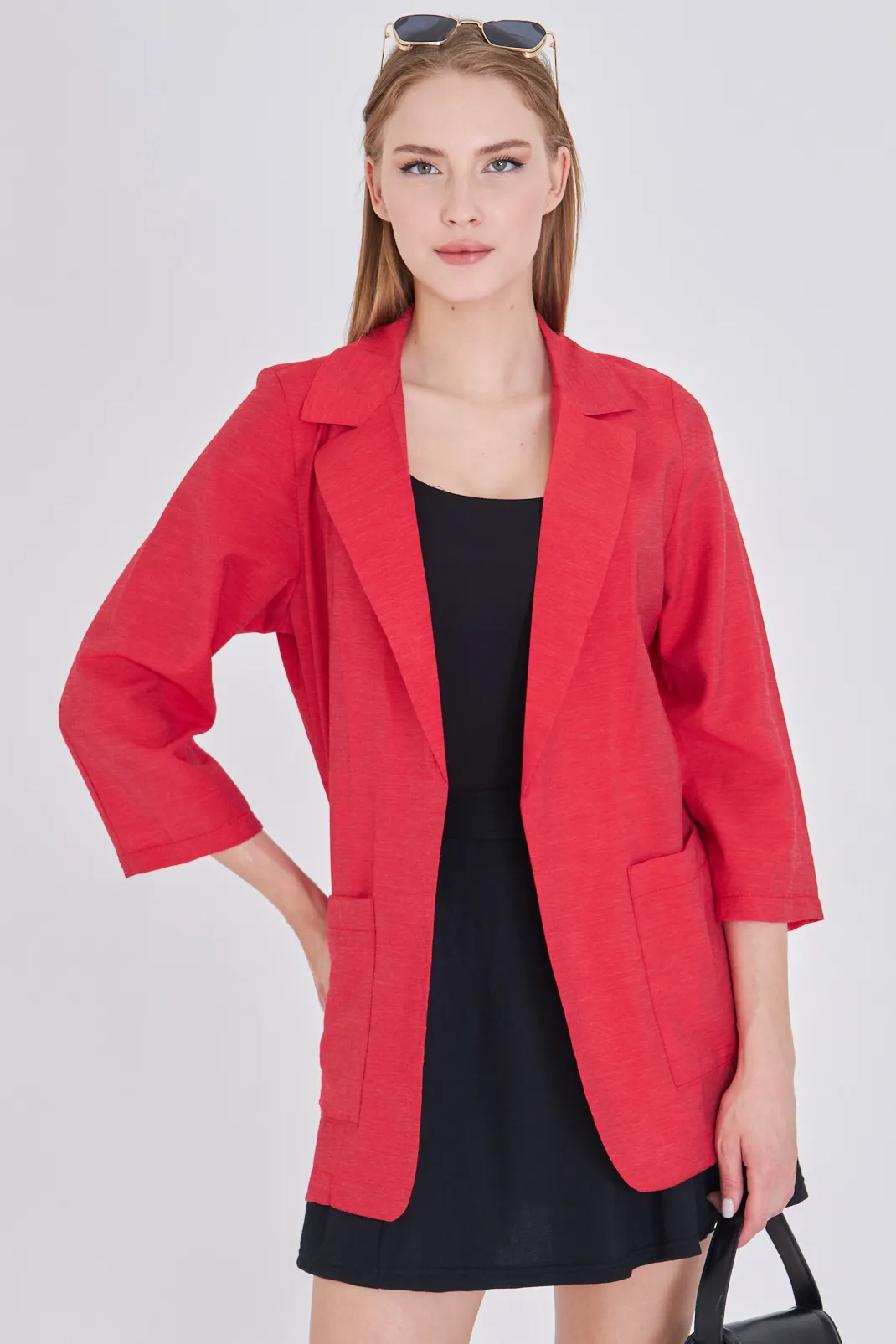 ARM-25Y001064 Kırmızı Cepli Oversize Ceket