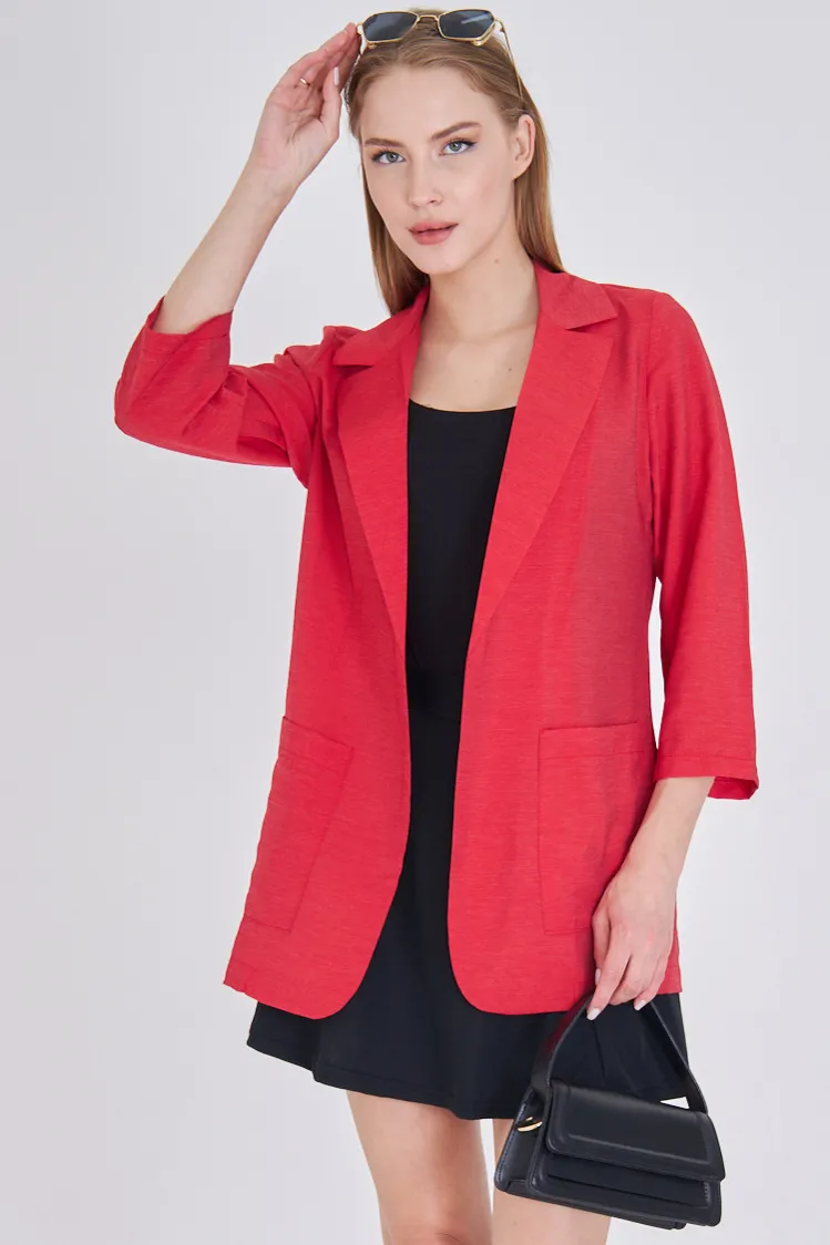 ARM-25Y001064 Kırmızı Cepli Oversize Ceket