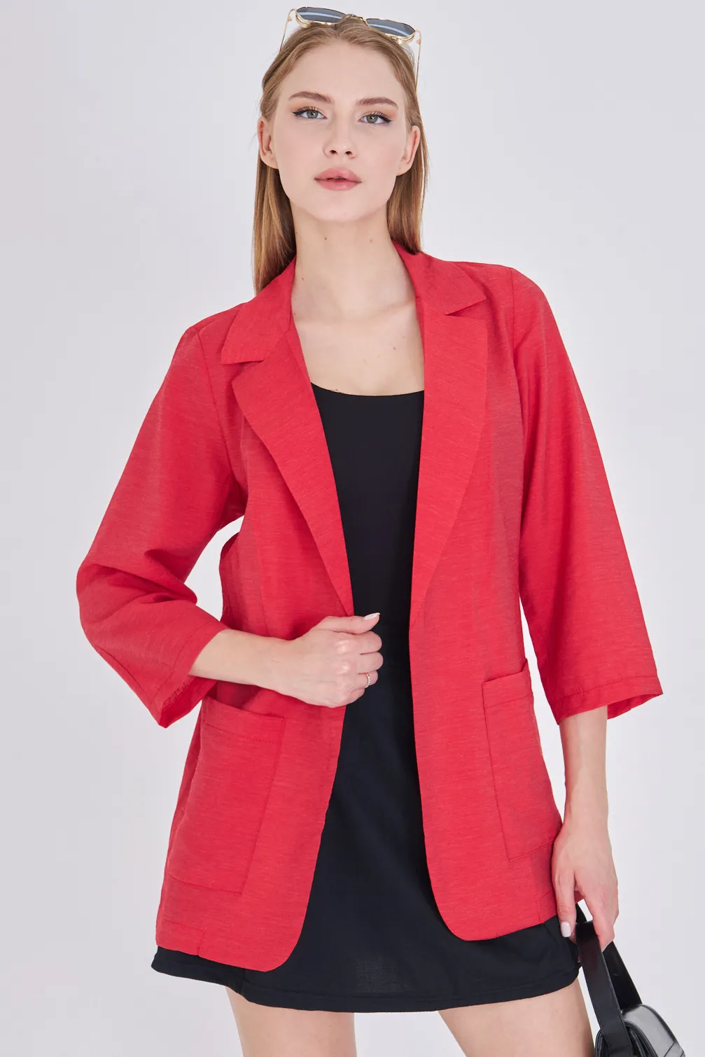 ARM-25Y001064 Kırmızı Cepli Oversize Ceket