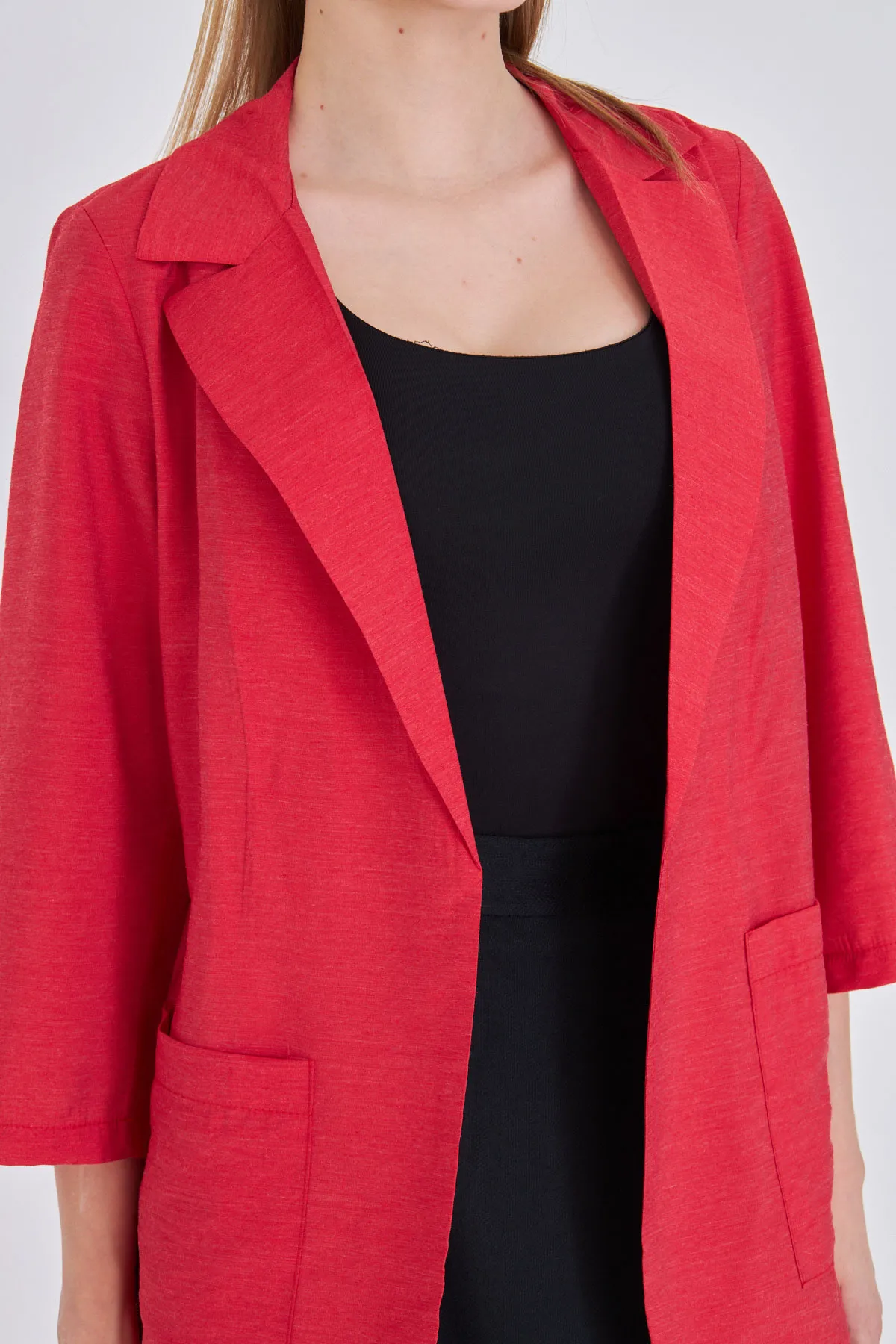 ARM-25Y001064 Kırmızı Cepli Oversize Ceket