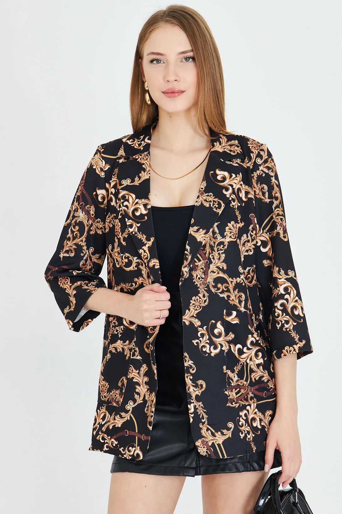 ARM-25Y001057 Koyu Kahve Cepli Oversize Ceket