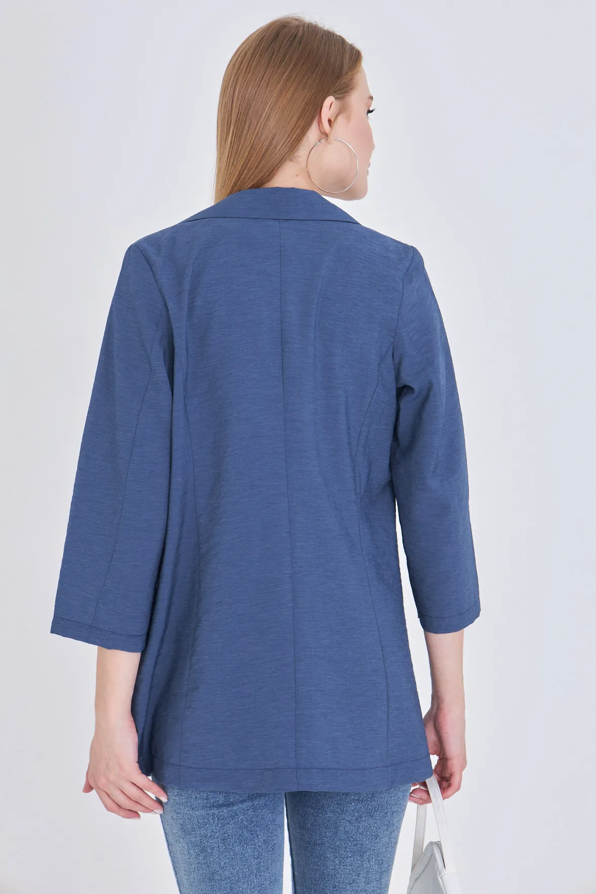 ARM-25Y001064 Koyu Mavi Cepli Oversize Ceket