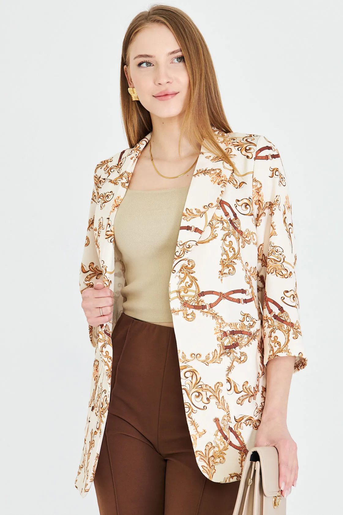ARM-25Y001057 Krem Cepli Oversize Ceket