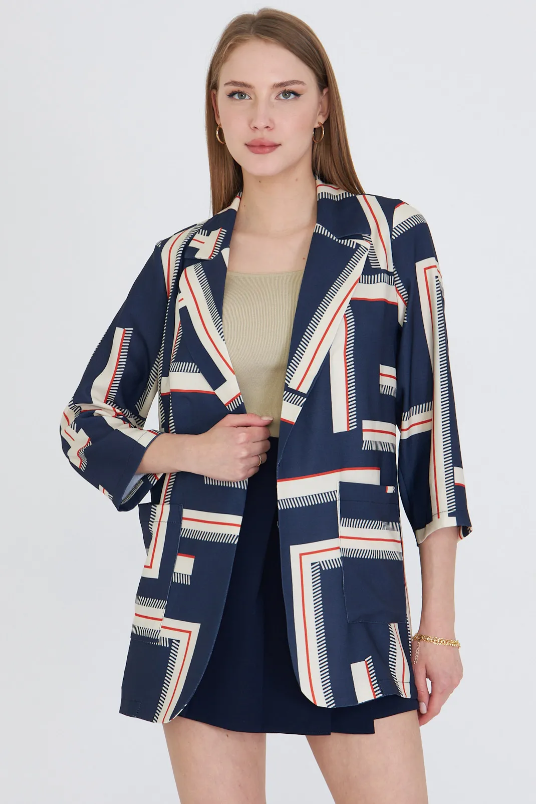 ARM-25Y001057 Lacivert Cepli Oversize Ceket