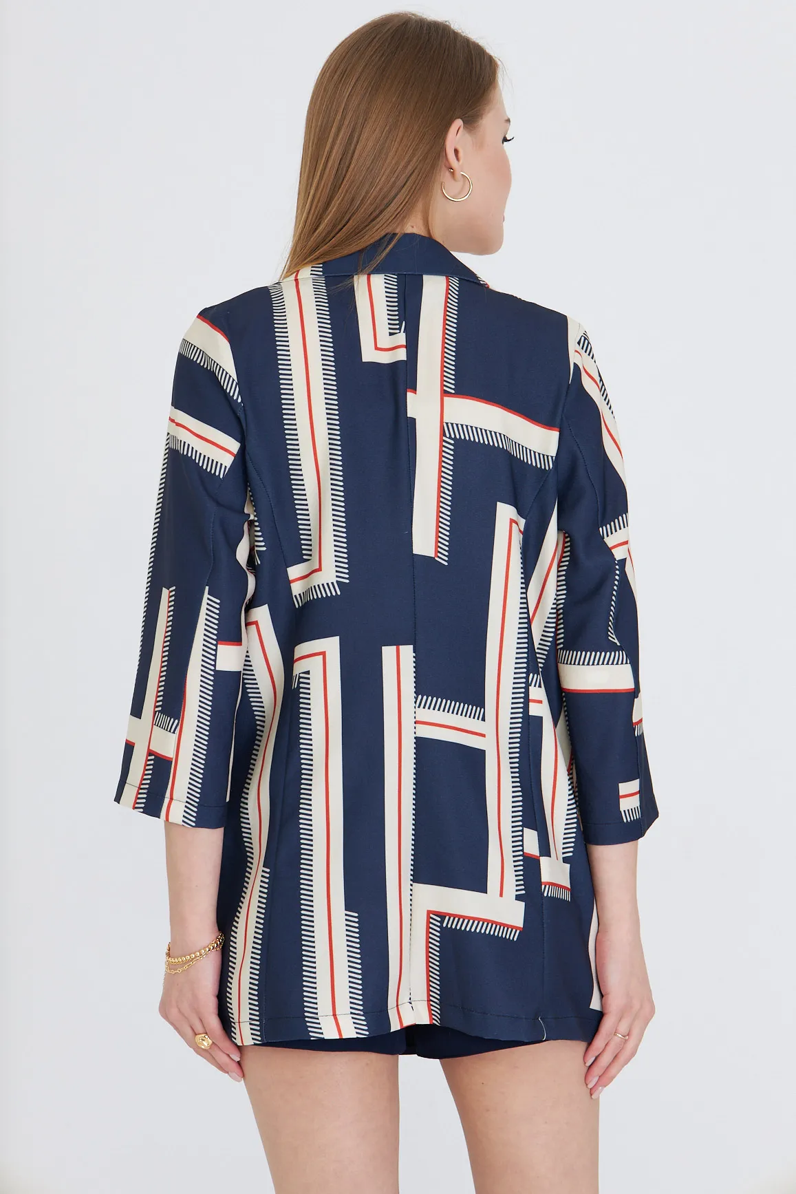 ARM-25Y001057 Lacivert Cepli Oversize Ceket