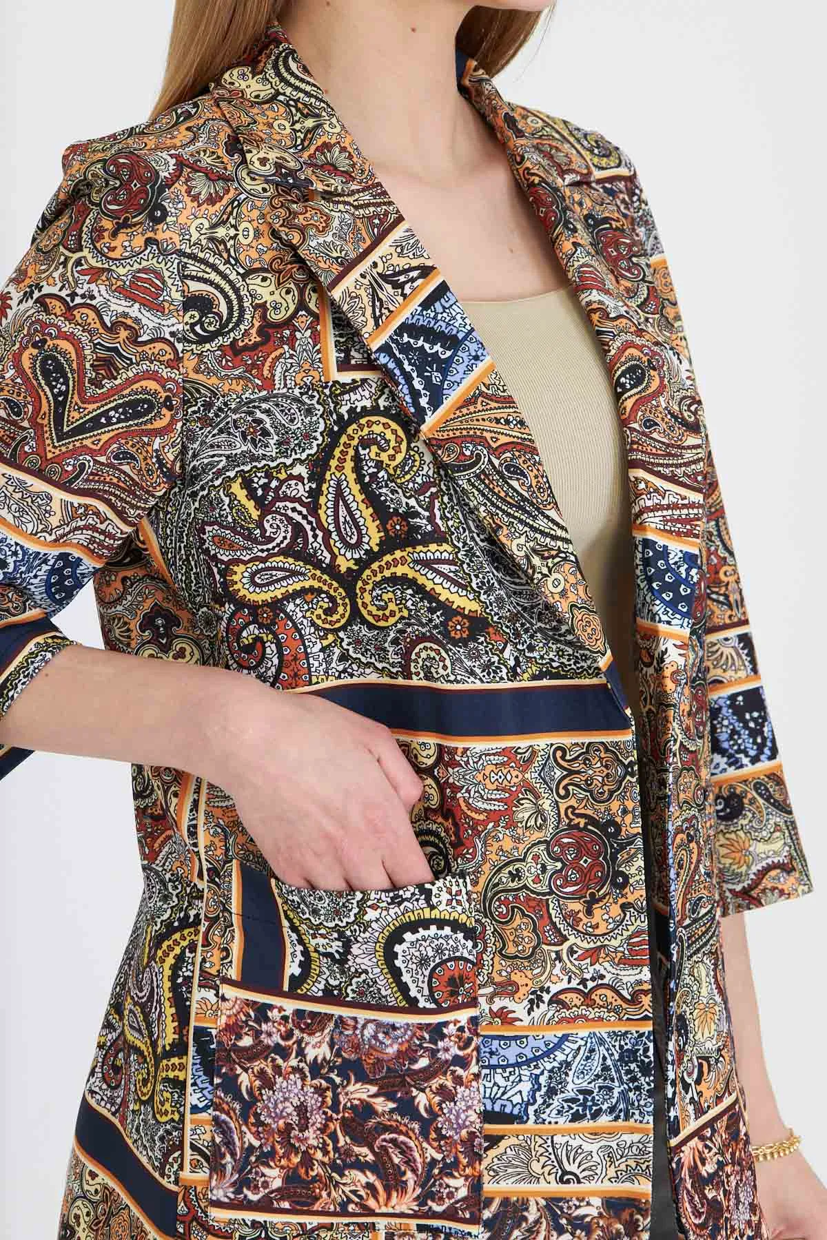 ARM-25Y001057 Mavi Cepli Oversize Ceket
