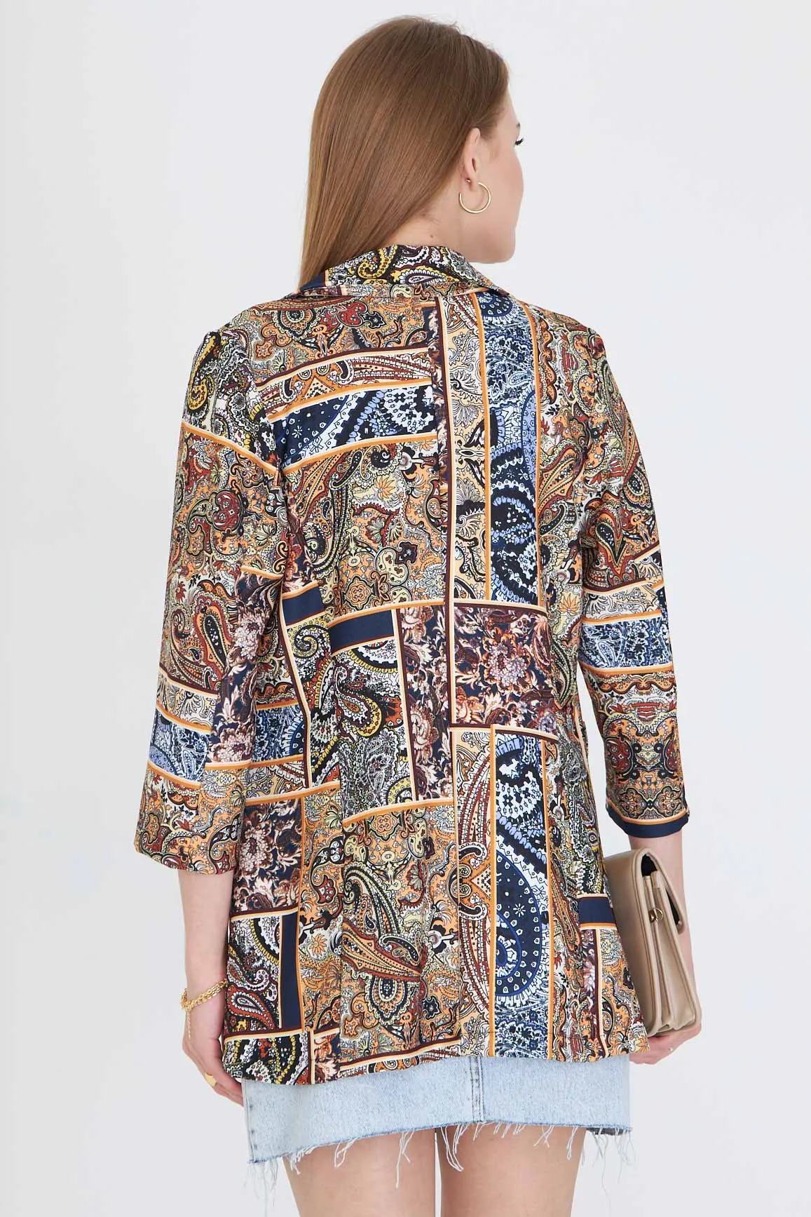 ARM-25Y001057 Mavi Cepli Oversize Ceket