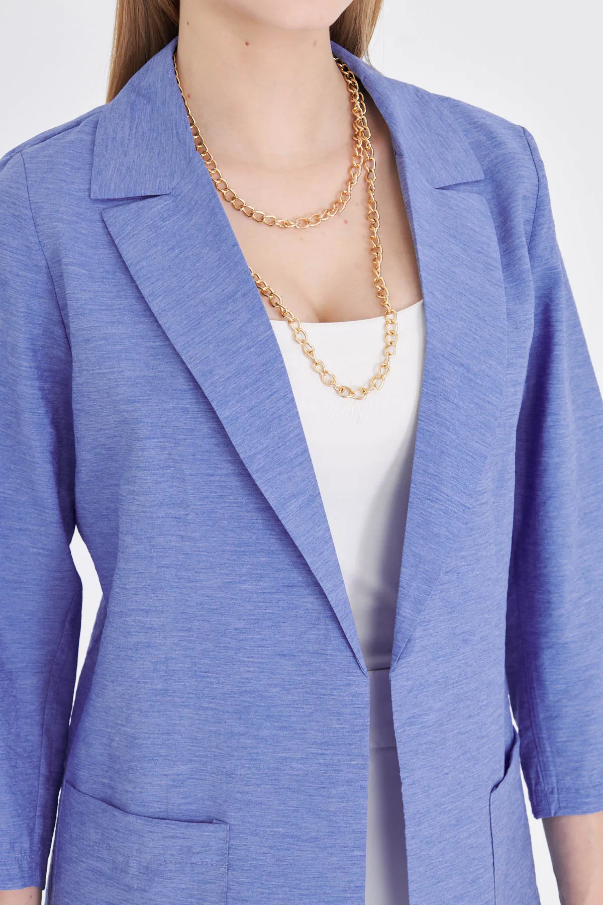 ARM-25Y001064 Mavi Cepli Oversize Ceket