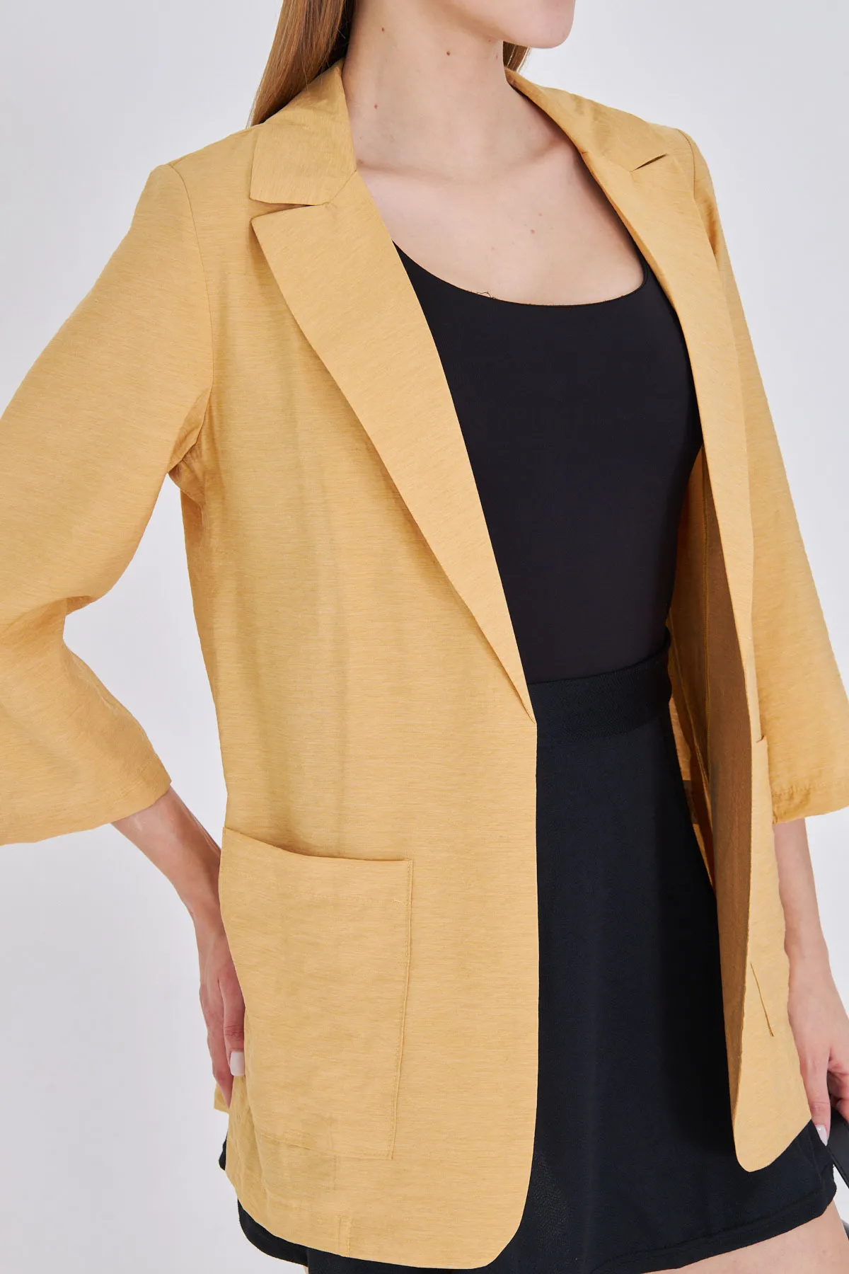 ARM-25Y001064 Sarı Cepli Oversize Ceket