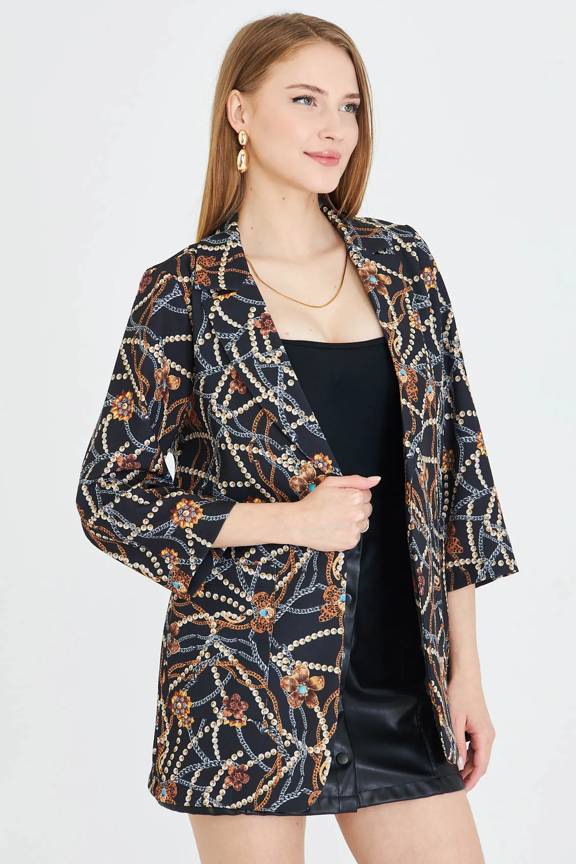 ARM-25Y001057 Siyah Cepli Oversize Ceket