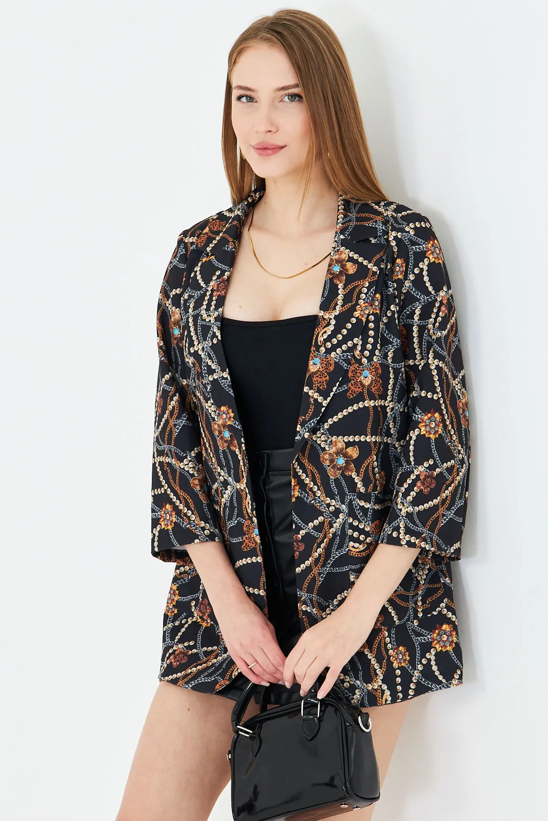 ARM-25Y001057 Siyah Cepli Oversize Ceket