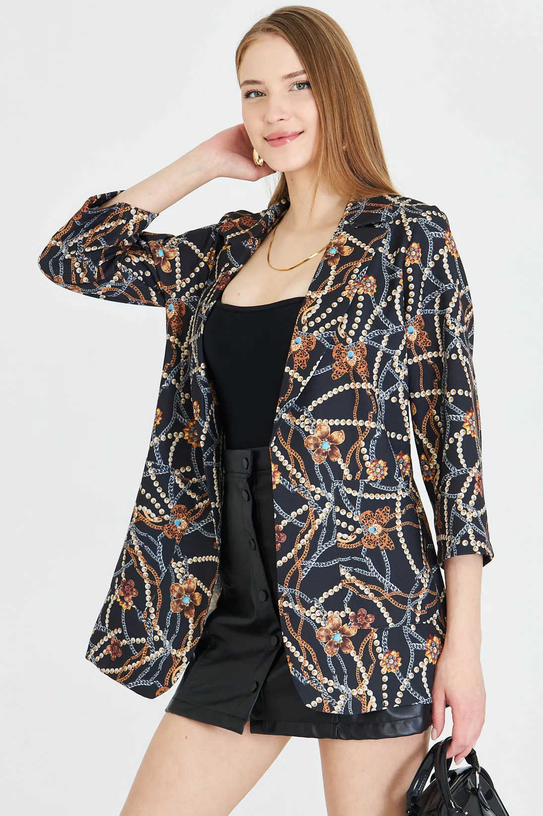 ARM-25Y001057 Siyah Cepli Oversize Ceket