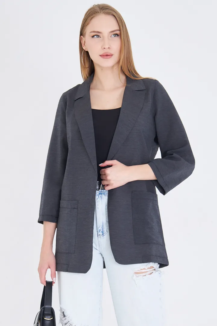 ARM-25Y001064 Siyah Cepli Oversize Ceket