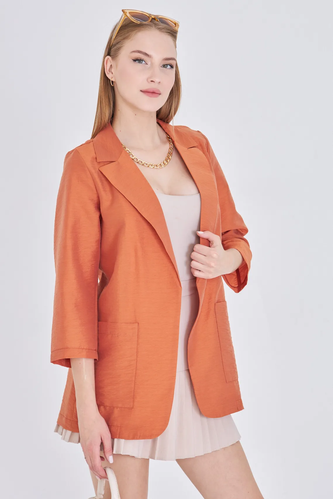 ARM-25Y001064 Turuncu Cepli Oversize Ceket