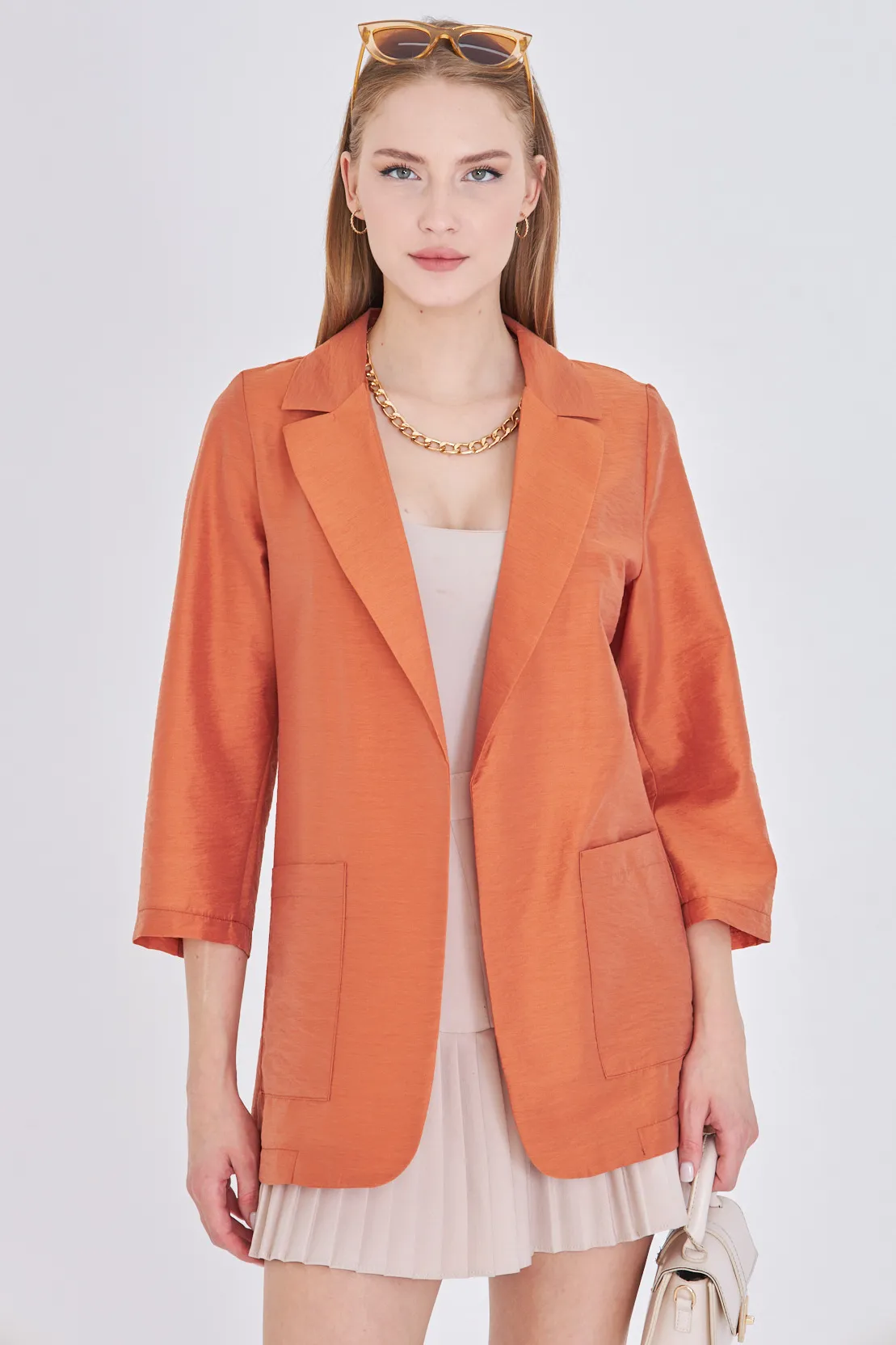 ARM-25Y001064 Turuncu Cepli Oversize Ceket
